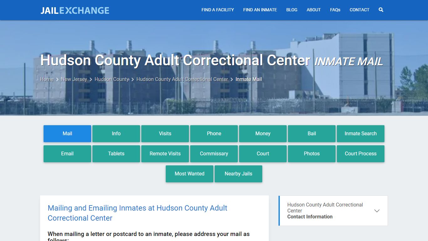 Inmate Mail - Hudson County Adult Correctional Center, NJ - Jail Exchange